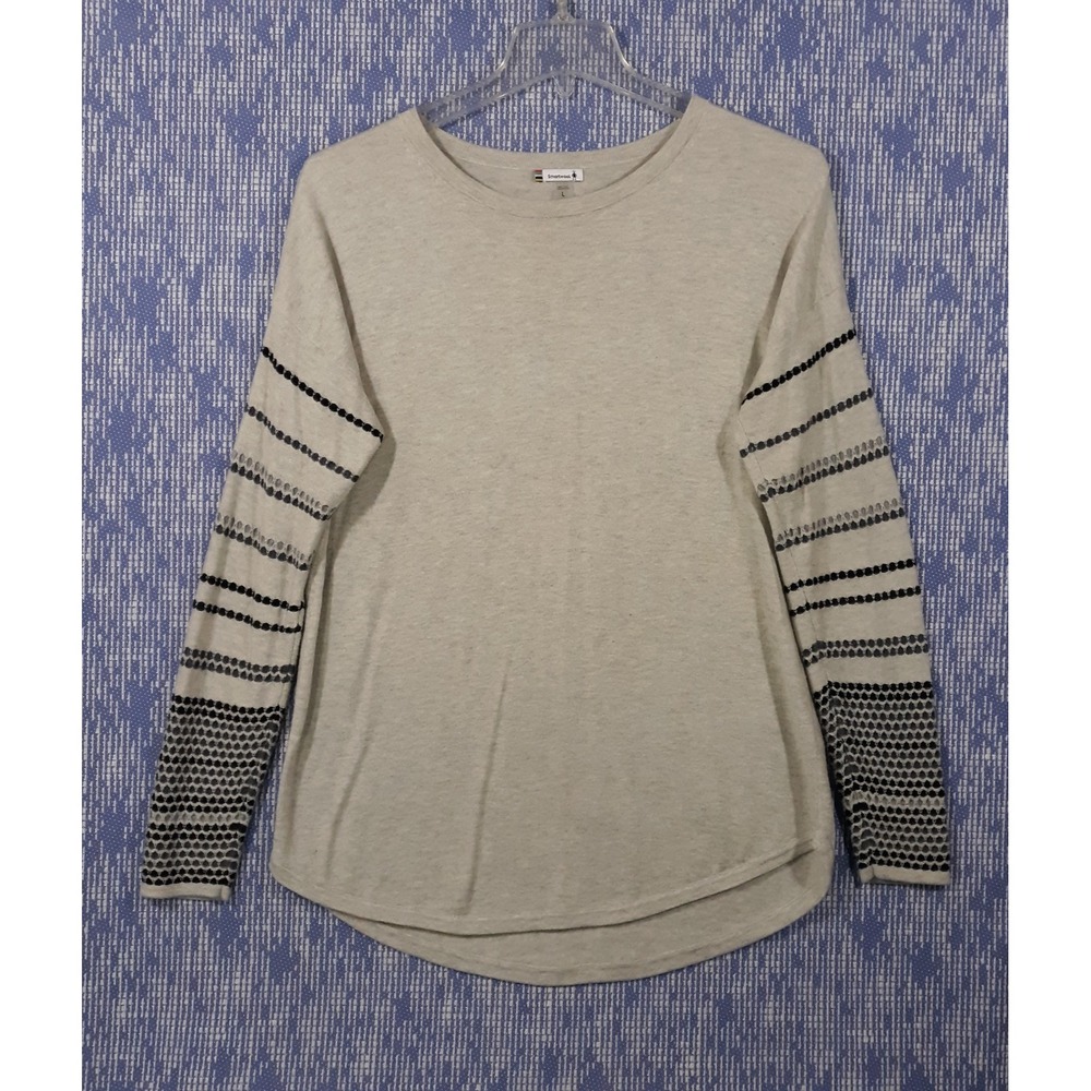 SmartWool Sweater Merino Wool Blend Knit Womens Size L Beige Pullover